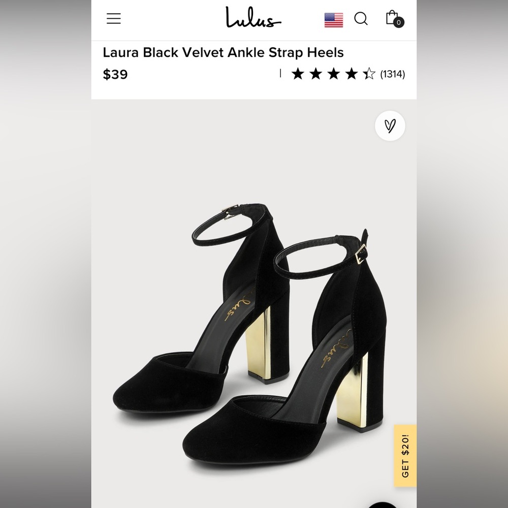 Laura Black Velvet Ankle Strap Heels Size 8